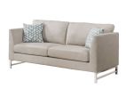 35" Beige Linen Sofa With Silver Legs