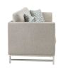 35" Beige Linen Sofa With Silver Legs