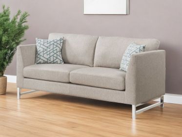 35" Beige Linen Sofa With Silver Legs