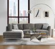75" X 113" X 36" Gray Linen Upholstery Metal Leg Sectional Sofa