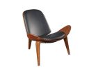 30" X 36" X 30" Black Bonded Leather Walnut Wood Upholstered (Seat) Accent Chair
