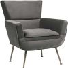 29" X 32" X 36" Gray Velvet Upholstery Metal Leg Accent Chair
