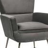 29" X 32" X 36" Gray Velvet Upholstery Metal Leg Accent Chair