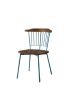 Set of Two Brown And Teal Blue Wood Windsor Back Dining Side Chairs