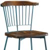 Set of Two Brown And Teal Blue Wood Windsor Back Dining Side Chairs