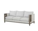 38" White Fabric Sofa With Black and Gray Legs