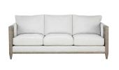 38" White Fabric Sofa With Black and Gray Legs