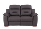 Three Piece Indoor Brown Genuine Leather Five Person Seating Set