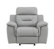 Three Piece Indoor Gray Genuine Leather Five Person Seating Set