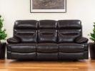 89" Brown Faux Leather Sofa With Black Legs
