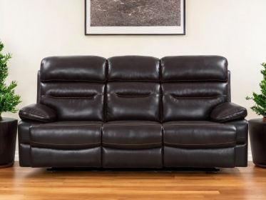 89" Brown Faux Leather Sofa With Black Legs