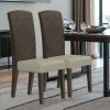 Set of Two Gray And Espresso Upholstered Dining Side Chairs