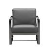 28" X 35" X 31" Dark Gray Leather Accent Chair