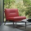 30" Red And Black Genuine Leather Slipper Chair