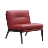 30" Red And Black Genuine Leather Slipper Chair