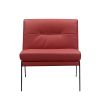 30" Red And Black Genuine Leather Slipper Chair