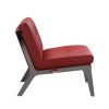 30" Red And Black Genuine Leather Slipper Chair