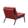 30" Red And Black Genuine Leather Slipper Chair