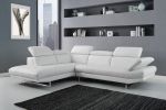 White Italian Leather Stationary L Shaped Two Piece Sofa And Chaise