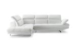 White Italian Leather Stationary L Shaped Two Piece Sofa And Chaise