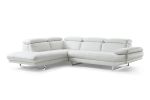 White Italian Leather Stationary L Shaped Two Piece Sofa And Chaise