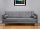 80" Gray Faux Leather Sleeper Sofa With Silver Legs