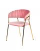 Set of Two Pink And Gold Upholstered Polyester Dining Arm Chairs