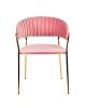 Set of Two Pink And Gold Upholstered Polyester Dining Arm Chairs