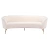 86" White Polyester Sofa With Gold Legs