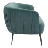 70" Green Velvet Sofa With Black Legs