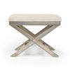 26" Ivory Polyester Blend And Brown Ottoman
