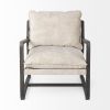 34" Cream And Black Fabric Lounge Chair