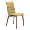 Set of Two Tufted Green And Brown Upholstered Fabric Dining Side Chairs
