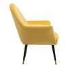 30" Yellow And Black and Gold Velvet Arm Chair