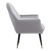30" Gray And Black and Gold Velvet Arm Chair