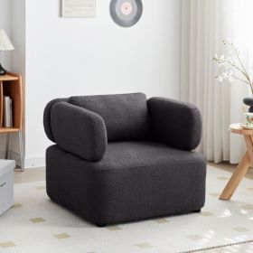 Mid Century Accent Chair with Thickened Cushions Teddy Velvet Reading Armchair with Pillow Upholstered Padded Seat Sofa for Living Room Bedroom Apartm