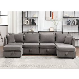 Modular Sectional Sofa, Convertible Sofa Couch with Storage, Sleeper Sectional Sofa Set